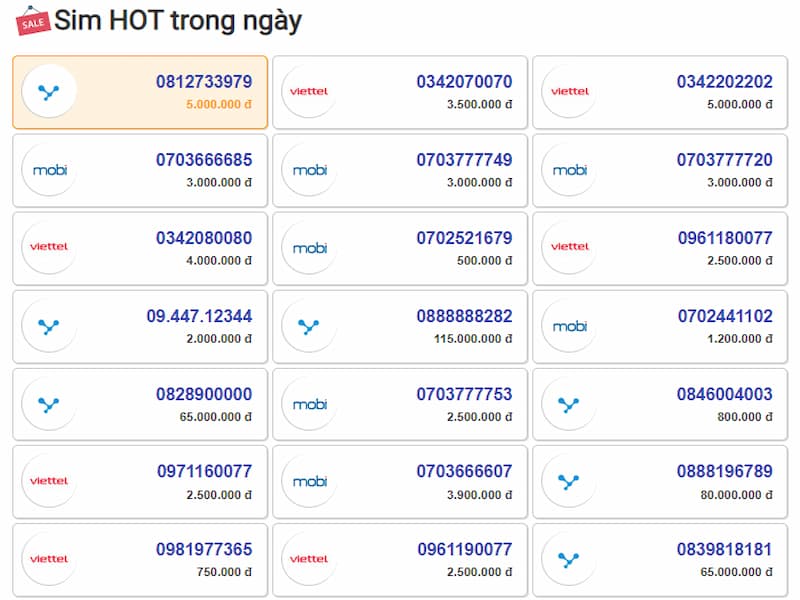Thu mua sim số đẹp với giá cao
