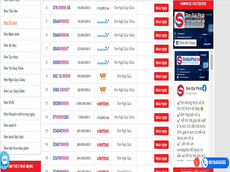 Truy cập vào website của Đại Phát để mua sim nhanh chóng nhất