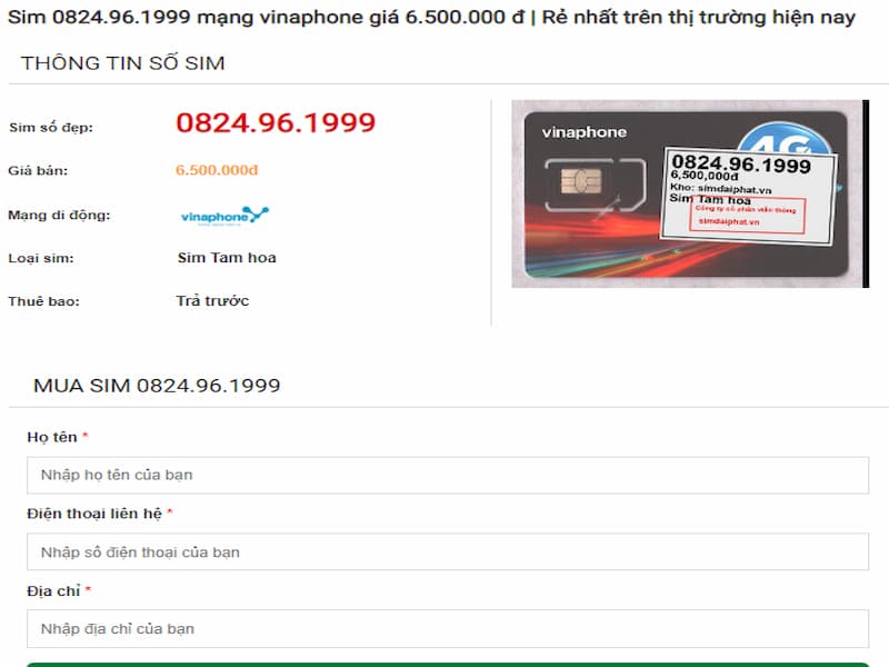 Chọn sim năm sinh 1999 ở trang web bán Sim Hay