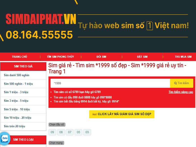 Sim Hay - Địa chỉ bán sim năm sinh 1996 viettel