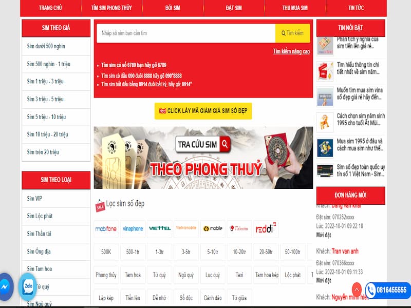 Mua sim tại hệ thống Sim Hay