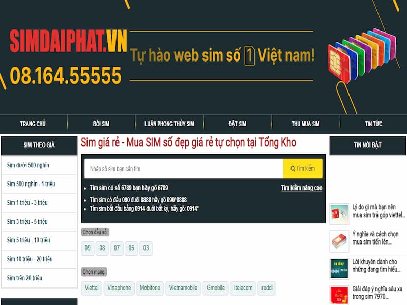 Địa chỉ chọn mua sim tứ quý 4 giá rẻ uy tín