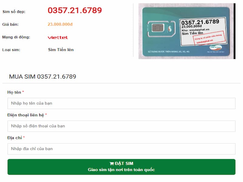 Mua sim viettel 6789 Sim Hay nhanh chóng, an toàn