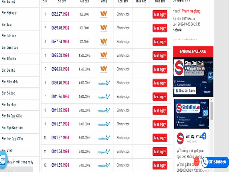 Vào trang web simhay.net để chọn mua sim nhanh nhất