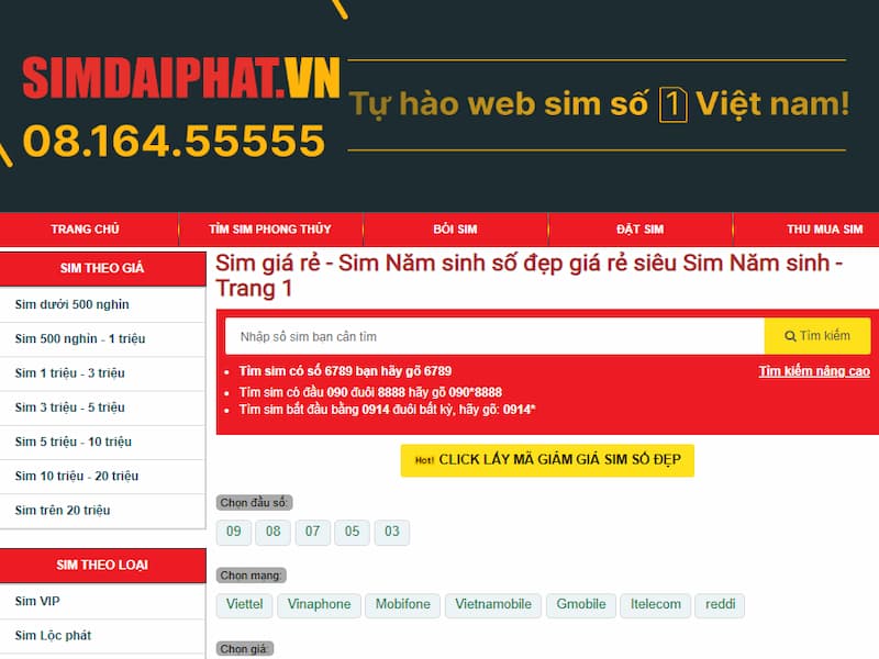 Địa chỉ đặt hàng sim số theo năm sinh uy tín